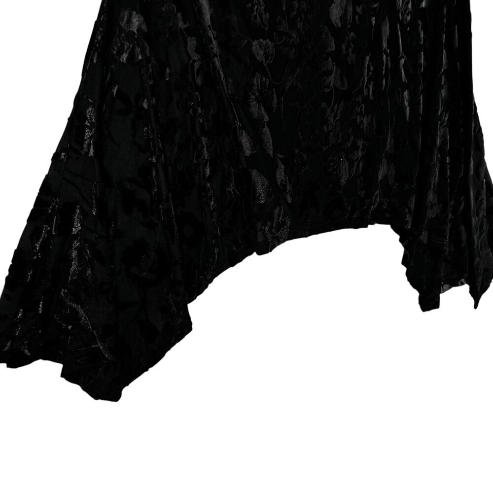 Velvet Floral Burnout Asymmetric Tunic NWT Cut Out Long Sleeve Black Sheer Med - Picture 4 of 10